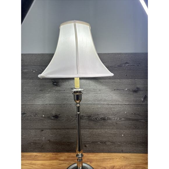 RALPH Lauren Chrome Candlestick Table Lamp 34” with Shade - Picture 2 of 8